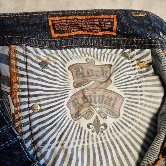 Rock Revival Gwen Capri Women's Raw Hem Flap Pocket Thick Stitch Denim Size 31 - Picture 9 of 11